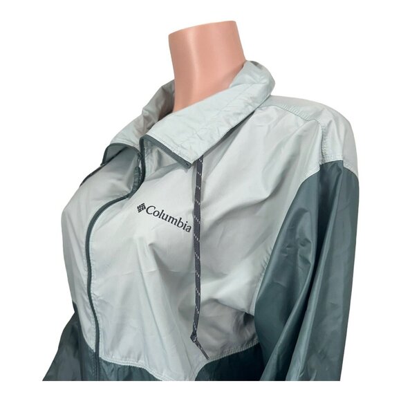 Columbia Thin Jacket Women SZ L Green Windbreaker Full Zip Outdoor Athletic - Picture 8 of 14